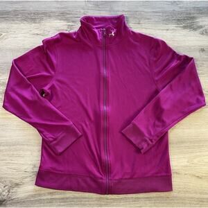 Under Armour Jacket Womens Medium Pink Solid Full Zip Lightweight Outdoors